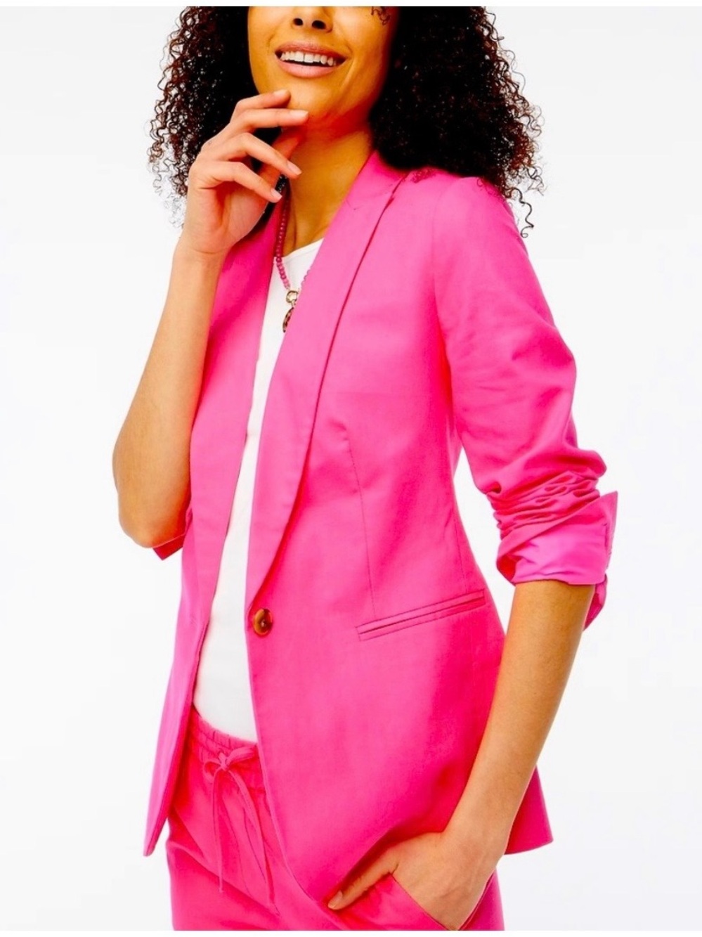 Hot Pink J.Crew Linen Blazer Size 10 Petite
